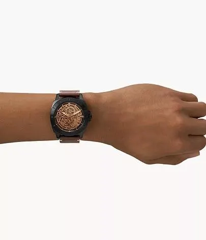 Montre mécanique Privateer Sport en cuir marron