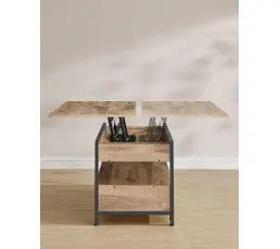 VASAGLE Table Basse Avec Plateau Relevable, Avec Rangement Ouvert Et Compartiment Caché, Marron Et Noir