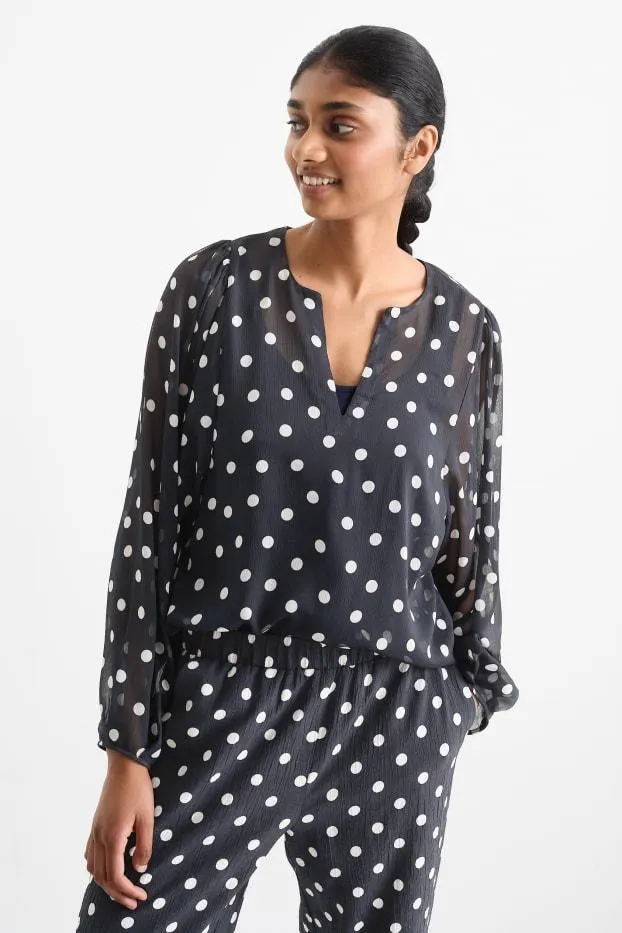 V-neck blouse - polka dot
