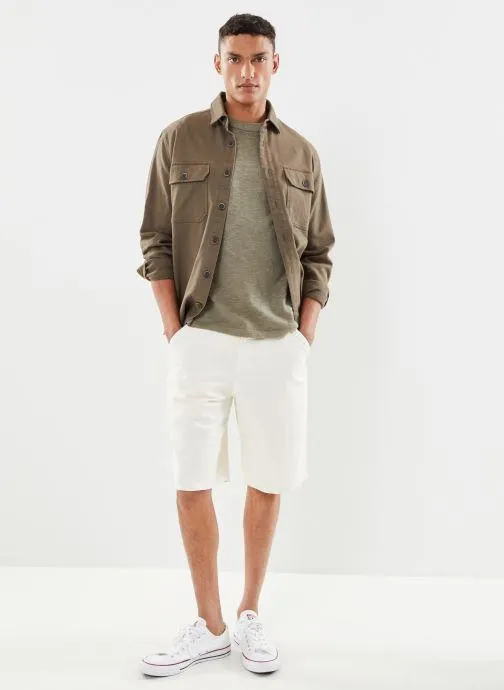 T-shirt - Slhberg linen SS Knit Tee Noos - Gris