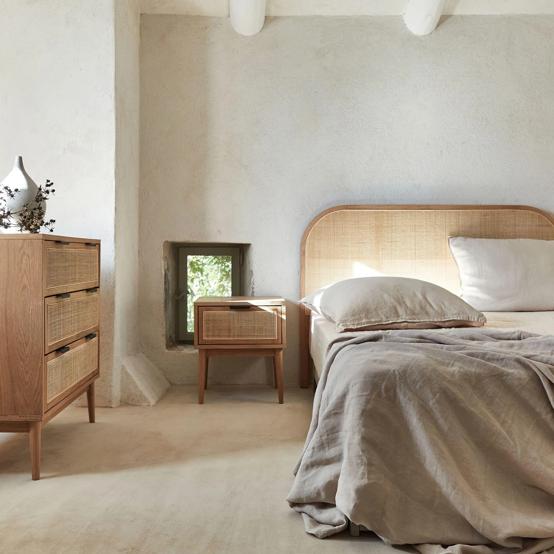 Tête de lit avec cannage L145cm - bois clair