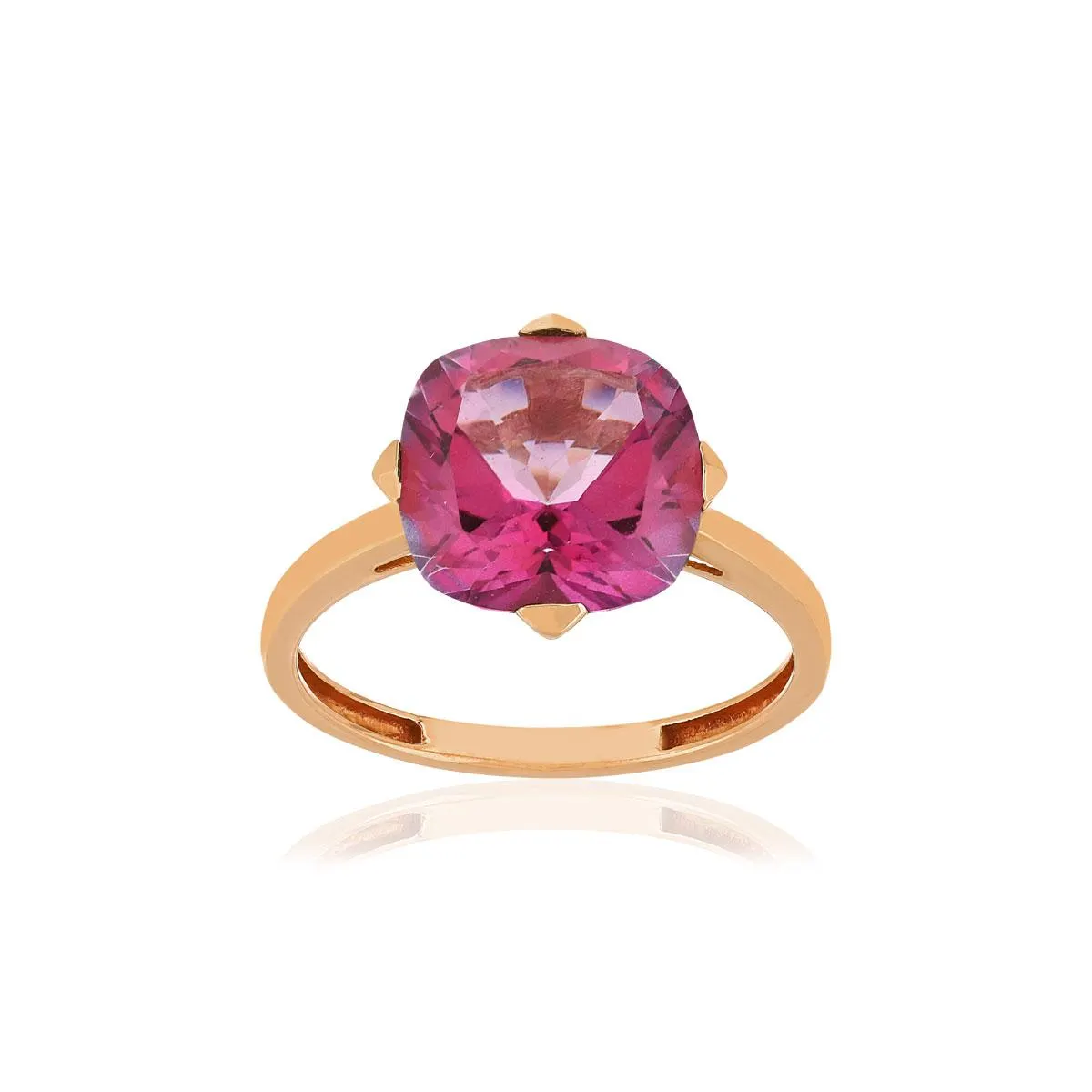 Bague or rose 750, 1 topaze rose traitée de 5 carats.