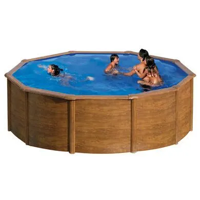 Piscine hors sol Acier décor bois 4,80 x 1,22 m