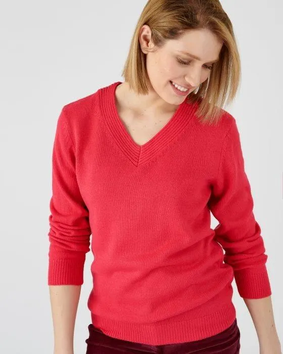 Pull col "V" maille jersey