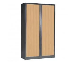 Armoire haute à rideaux monobloc L120 x H198 - PIERRE HENRY - Anthracite / Chêne