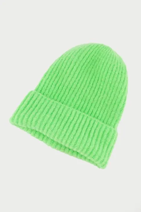 Bonnet en maille côtelée très douce, couleur fluo