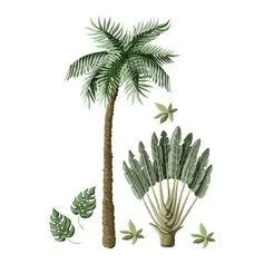 Sticker mural déco jungle rétro cocotier 70x50cm