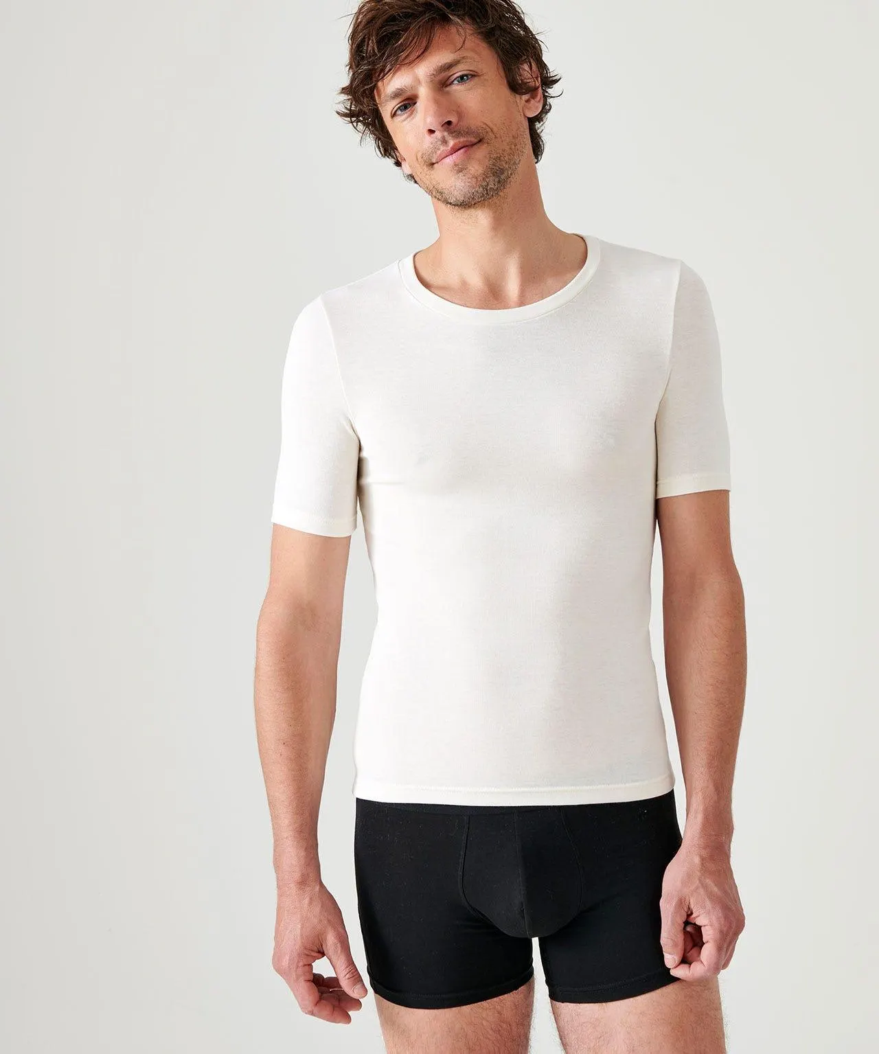 T-shirt col rond manches courtes fine côte Thermolactyl