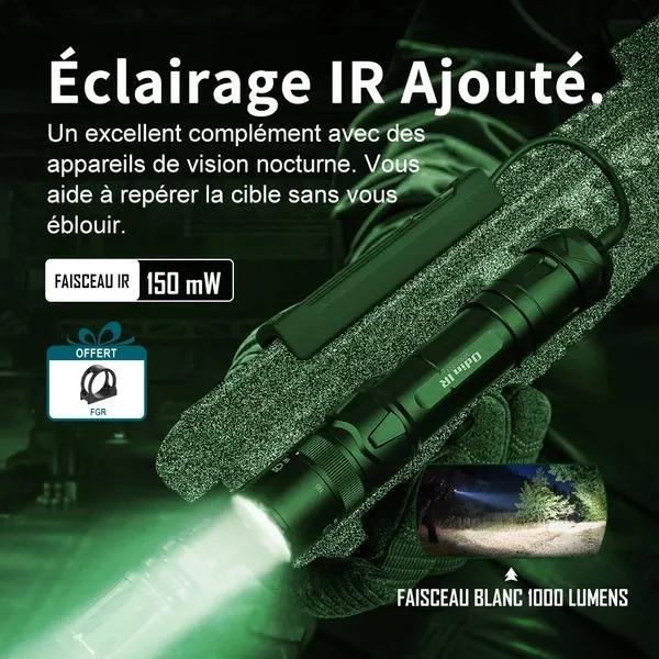 Odin IR | Lampe IR Militaire 850nm 1000lm Lumière Blanche pour Fusils