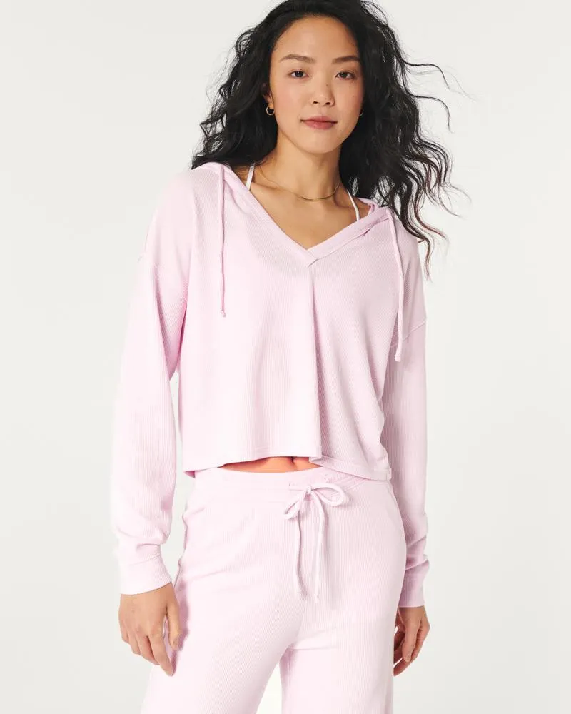 Gilly Hicks Waffle V-Neck Hoodie