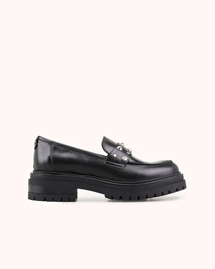MOCASSIN VERICA en cuir lisse noir