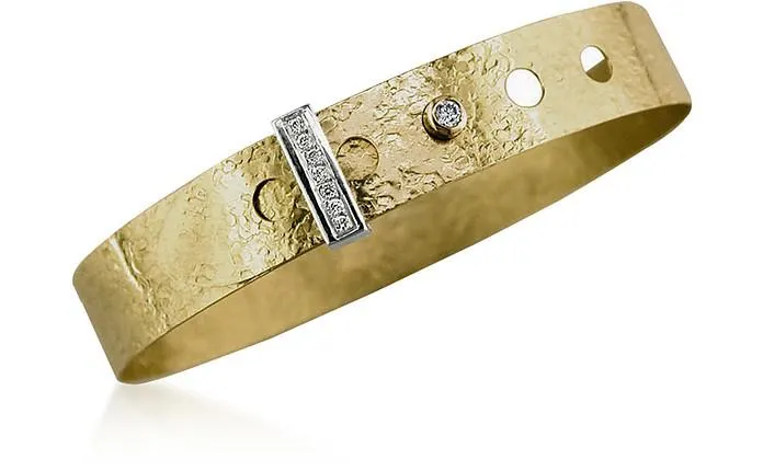 Chiseled Yellow Gold Bracelet with Diamond