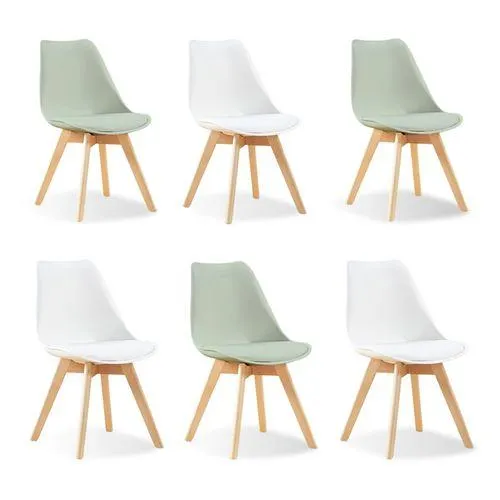 DESIGNETSAMAISON Lot De 6 Chaises Scandinaves Mix Color Vert X3, Blanc X3 - Bjorn