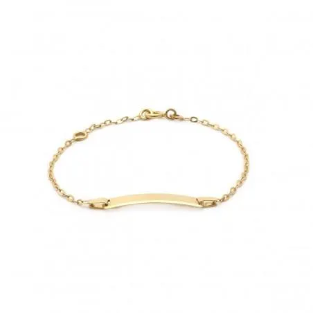 Carador - Gourmette bébé or jaune 375/000 maille miroir plaque rectangulaire