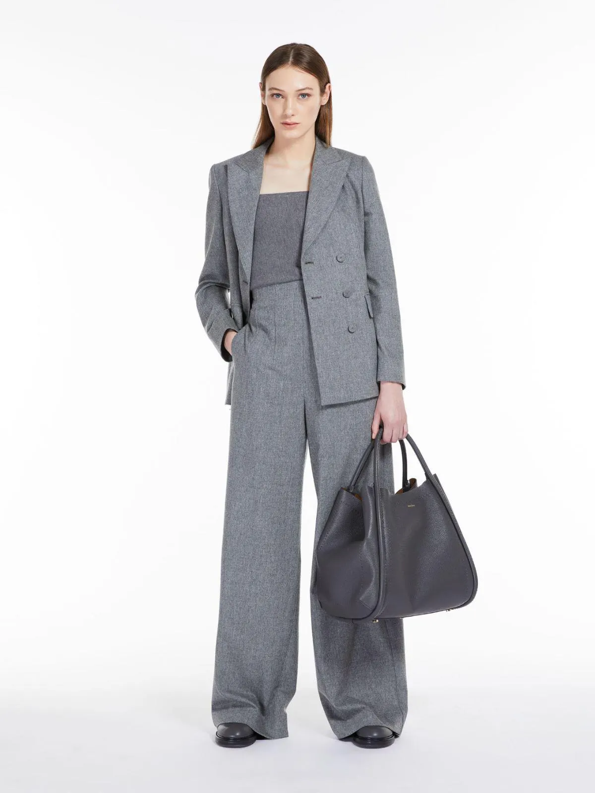 Wool and cashmere wide trousers