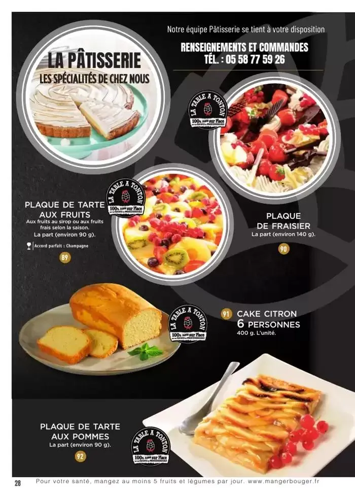 CARTE TRAITEUR PERMANENTE du 3 janvier au 31 décembre 2025 - Catalogue page 20