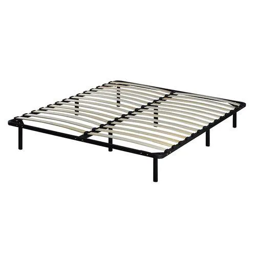 OLYMPE LITERIE Sommier cadre à lattes 140x190 cm Somkit Noir avec pieds