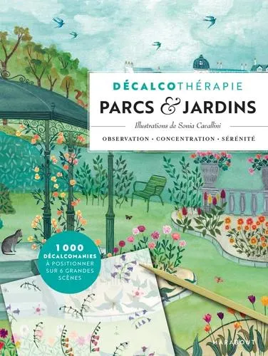 Parcs et jardins - Avec un stylet et des feuilles de décalcomanies - Grand Format