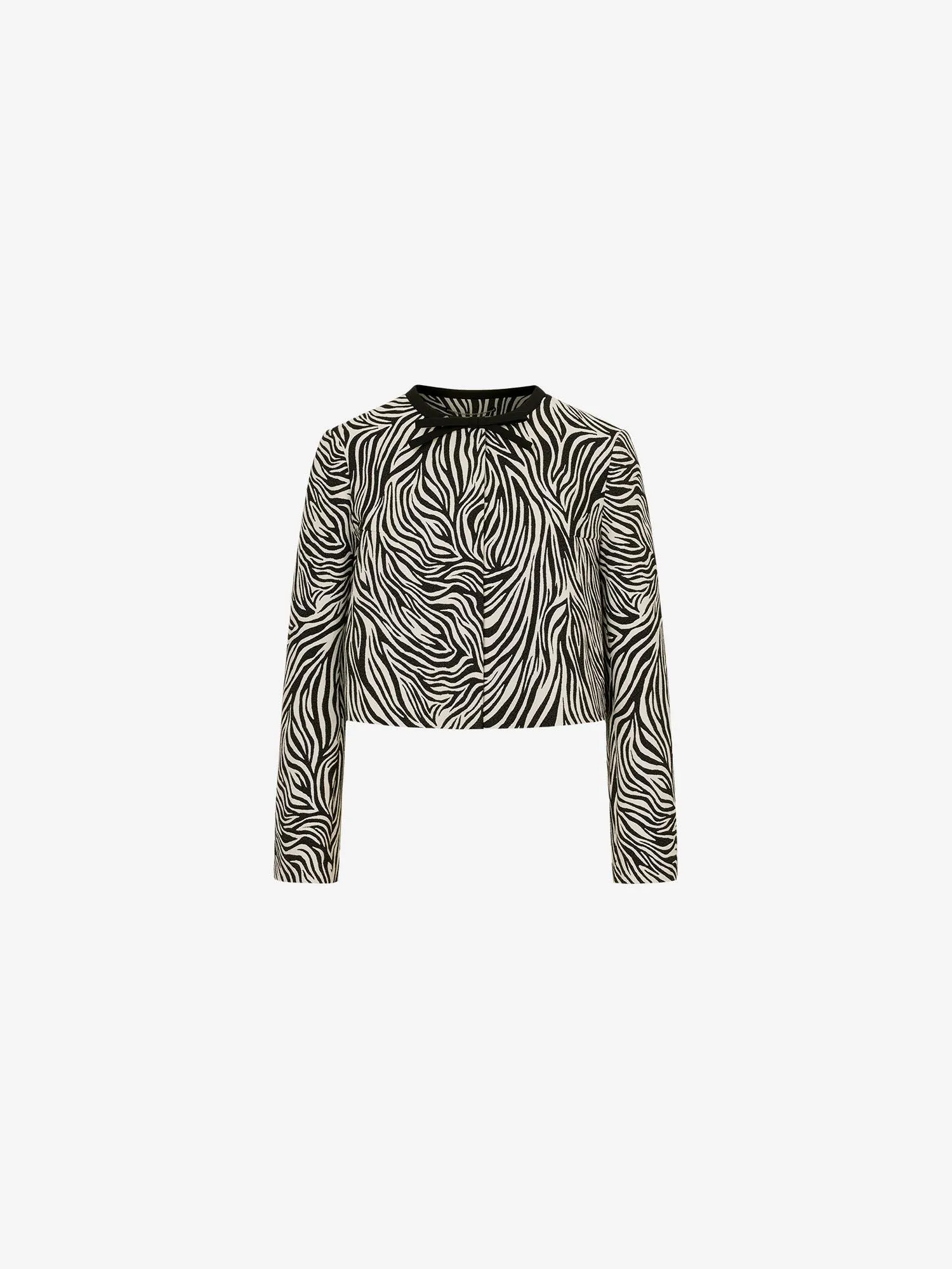 ENYO CROPPED JACKET IN ZEBRA JACQUARD MIXED COTTON