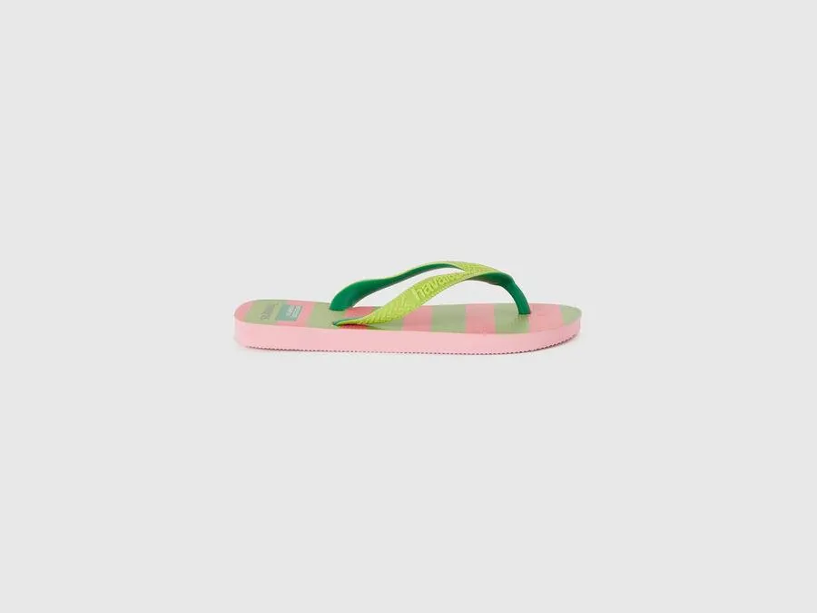 Tongs Havaianas à rayures rose et vert clair