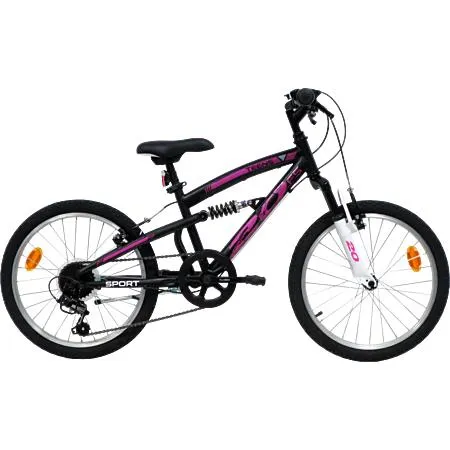 Vélo VTT 20'' Tout Suspendu Fille Teens - Frein V brake - 6 Vitesses - Poignée Tournante - dérailleur Shi