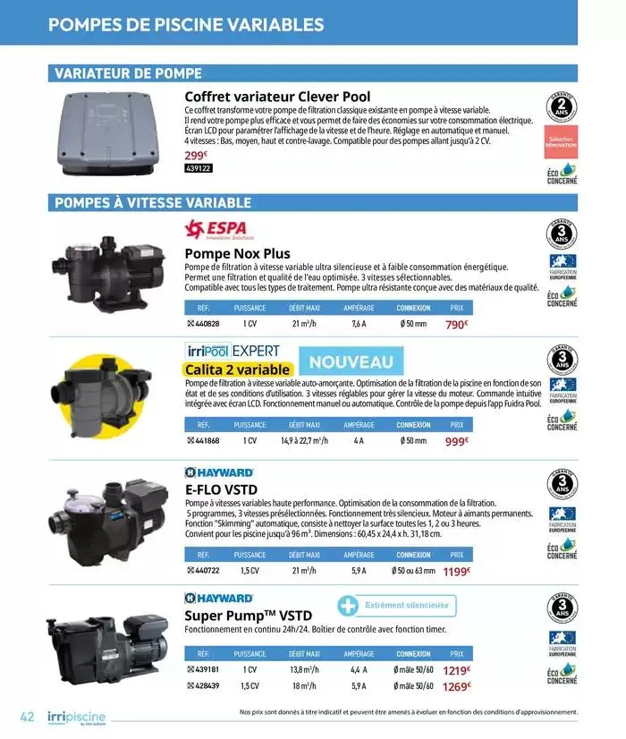 Les plaisir de l'eau Piscine,Spa,Arrosage du 10 mars au 31 décembre 2025 - Catalogue page 42