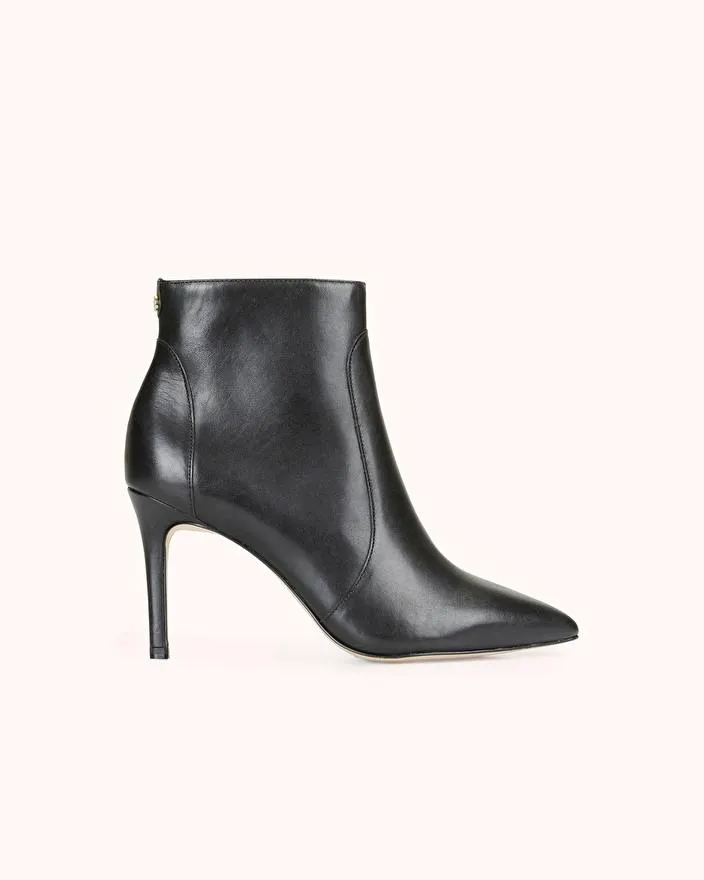 BOTTINE A TALON ZELMA en cuir lisse noir