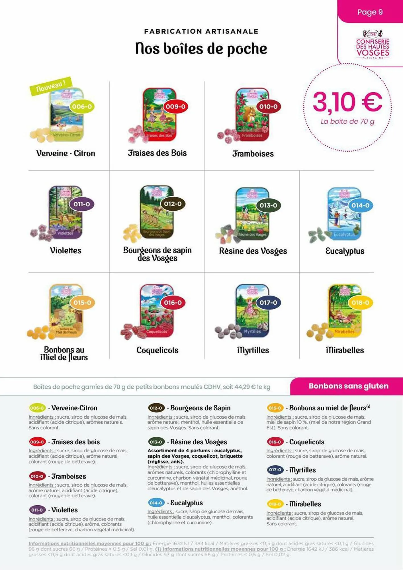 Catalogue Confiserie des Hautes Vosges du 13 juillet au 31 décembre 2023 - Catalogue page 9