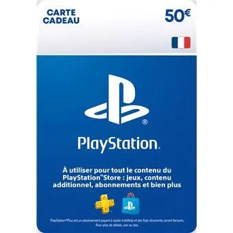 Code de téléchargement Playstation Store Fonds pour Porte-Monnaie virtuel 50€ : Compte français uniquement - Non remboursable