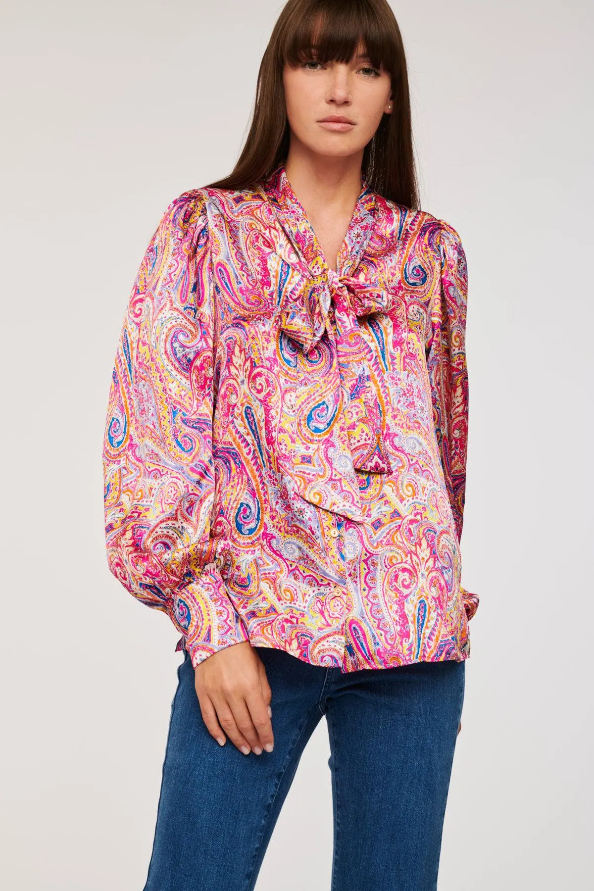 Chemise en soie imprimée cachemire