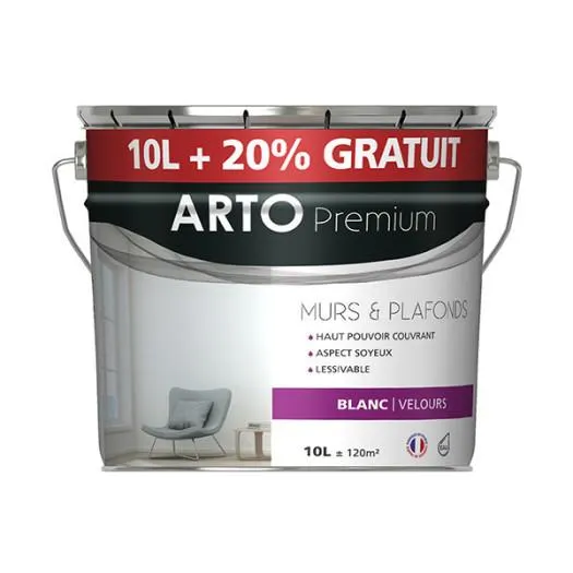 Peinture ARTO Premium multi-supports blanc finition velours 12L
