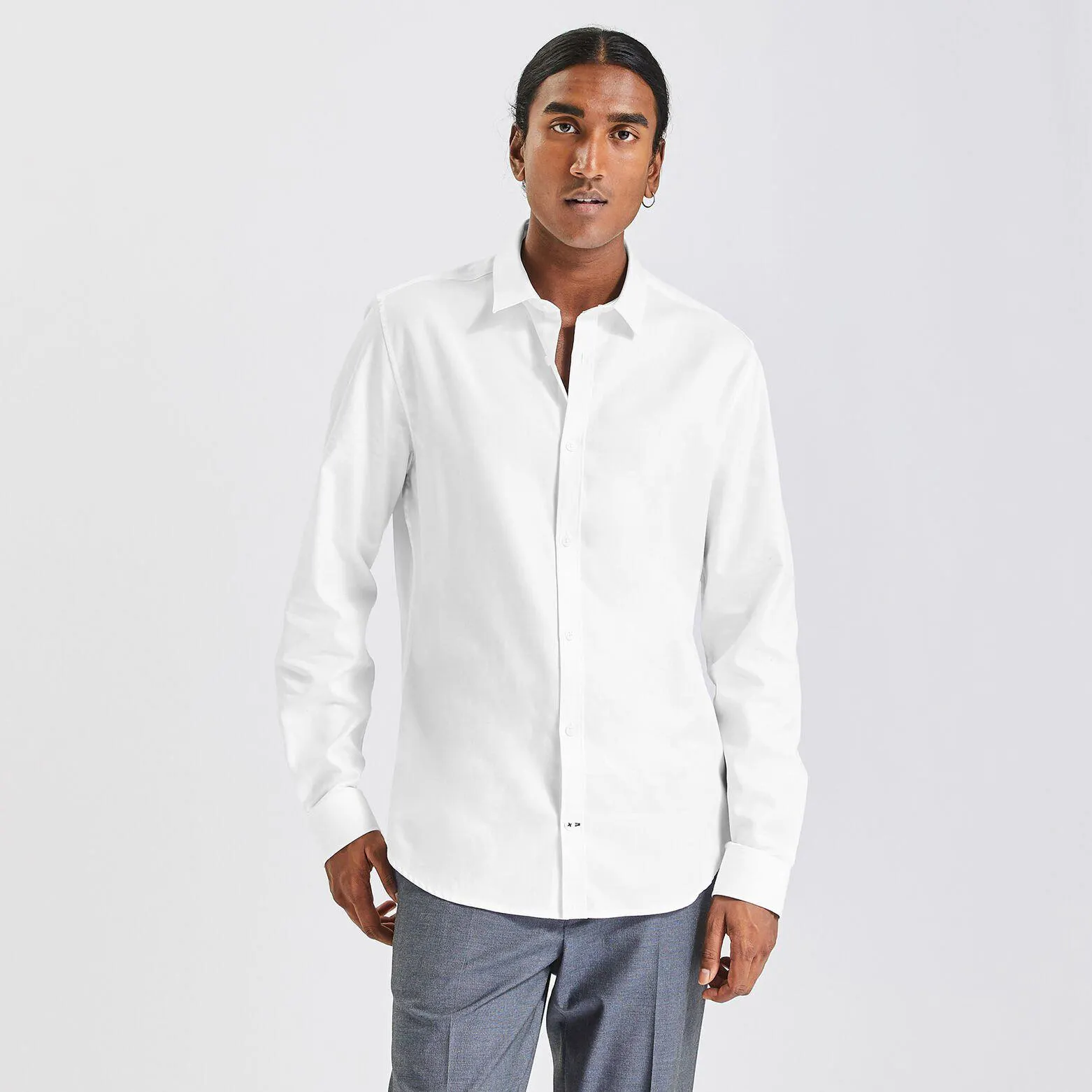 Chemise extra-slim repassage facile unie coton - Blanc