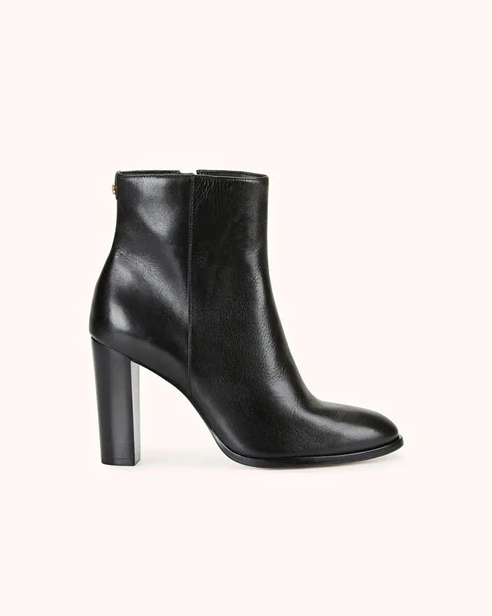 BOTTINE A TALON WALIMAS en cuir lisse noir