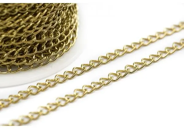 Chaîne Maille Gourmette en Acier Inoxydable - Dim. : 4 x 3 x 0,5 mm - Couleur Or Doré (Vendue au mètre)