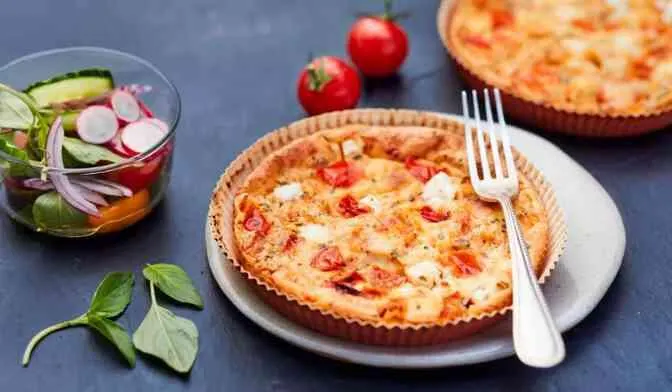 2 clafoutis tomates, fromages de chèvre et brebis