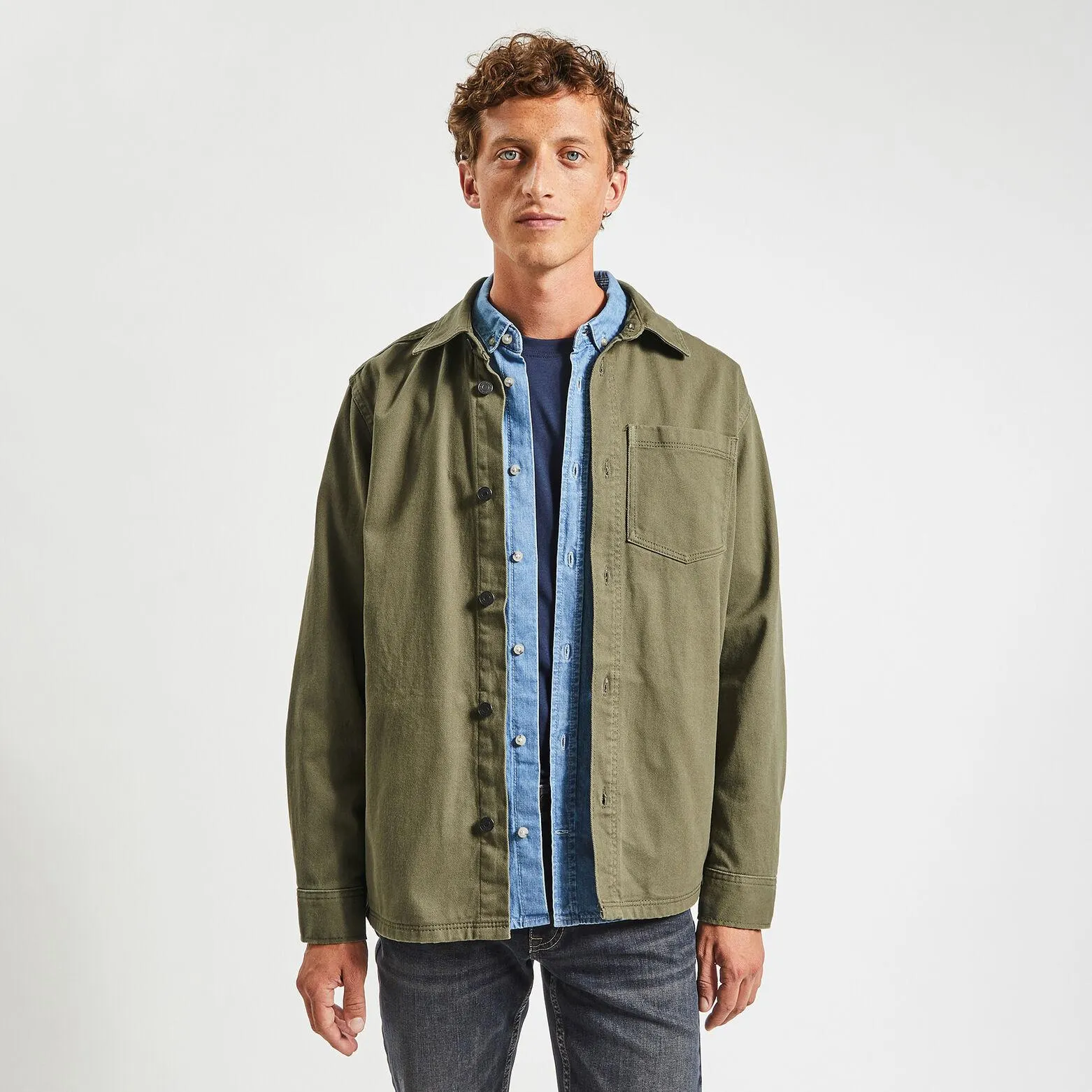 Surchemise regular unie coton recyclé - Vert clair