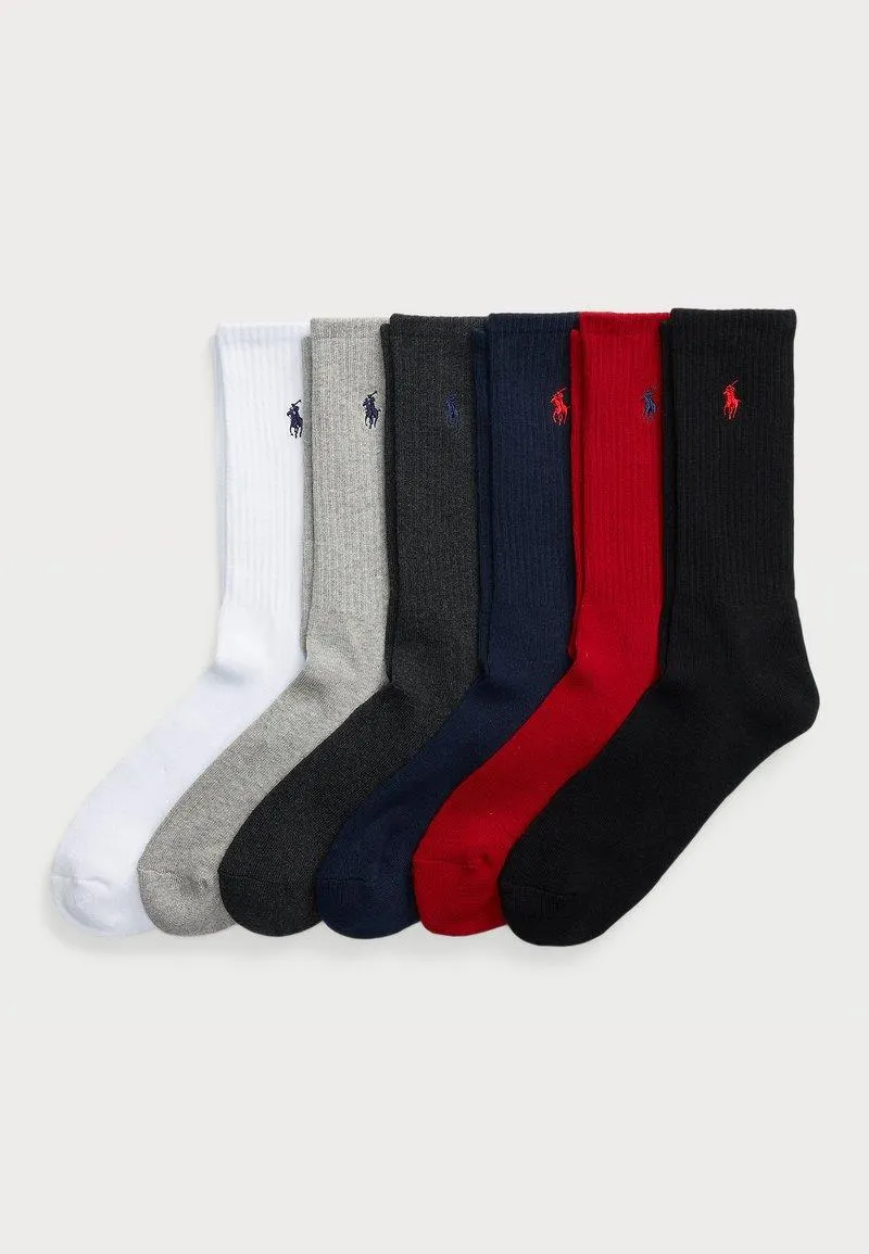 COTTON BLEND CREW SOCK 6 PACK - Chaussettes - black/red/navy/charcoal
