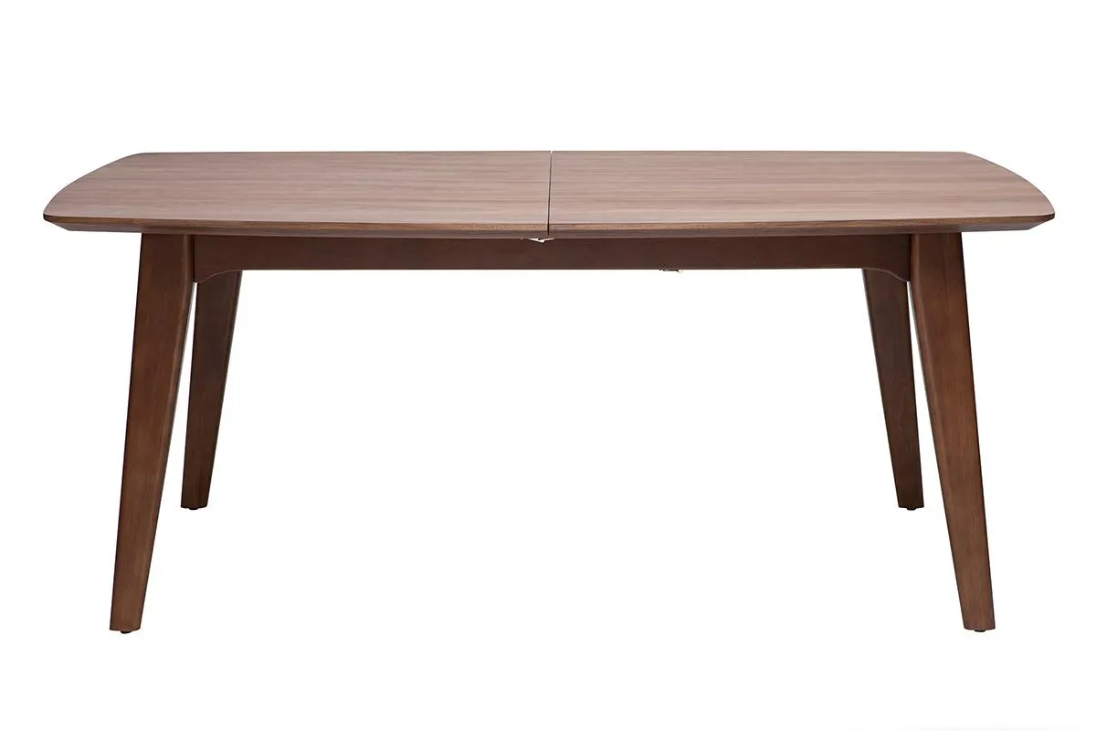 Table extensible rallonges intégrées rectangulaire en bois foncé noyer L180-230 cm FIFTIES