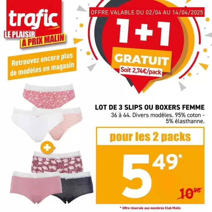 C’est le retour du 1+1 GRATUIT chez Trafic ! du 2 avril au 14 avril 2025 - Catalogue page 13
