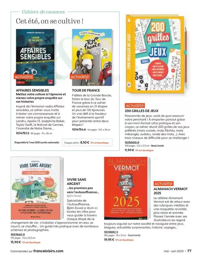 Mai - Juin 2025 du 30 avril au 30 juin 2025 - Catalogue page 77
