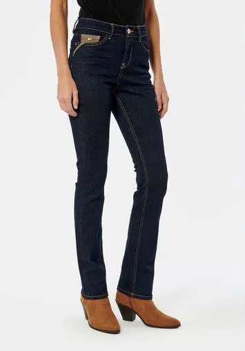 Jean demi-slim bleu femme