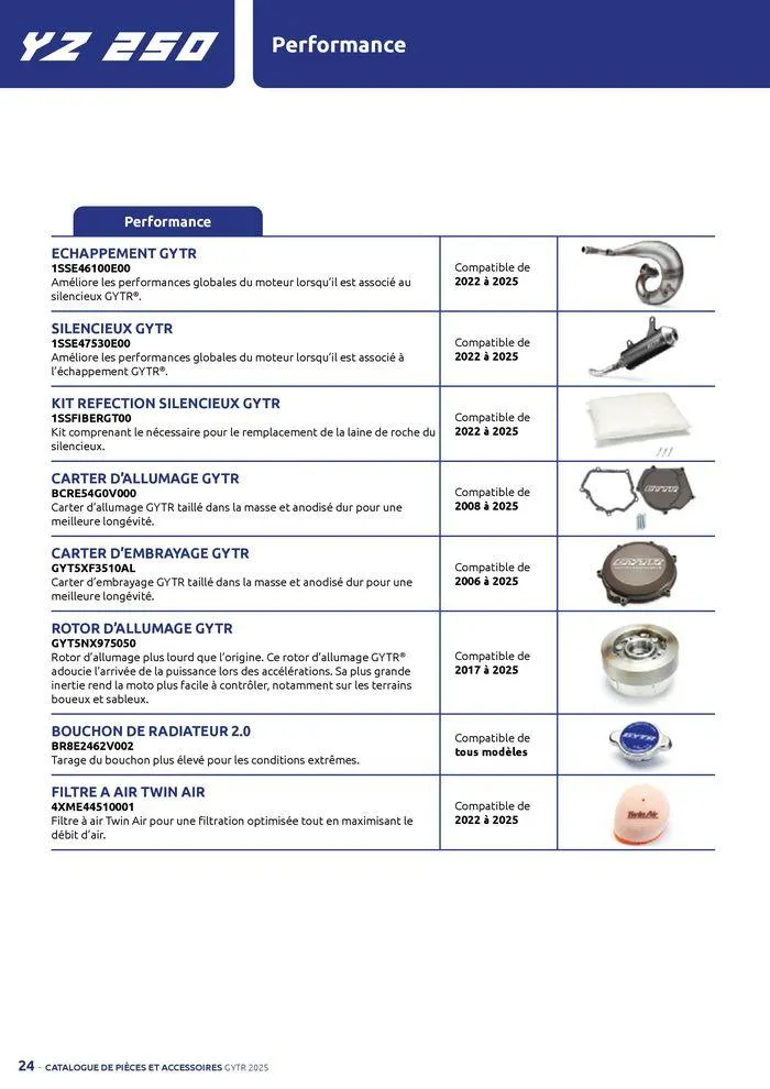 Catalogue Yamaha Motos - Accessoires GYTR Off Road du 23 septembre au 30 avril 2025 - Catalogue page 24