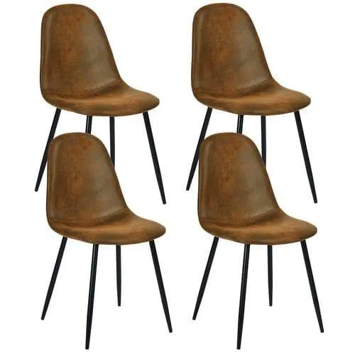 URBAN MEUBLE Lot De 4 Chaises Scandinave Retro Marron Suede Salle à Manger Salon Bureau Chambre Vintage