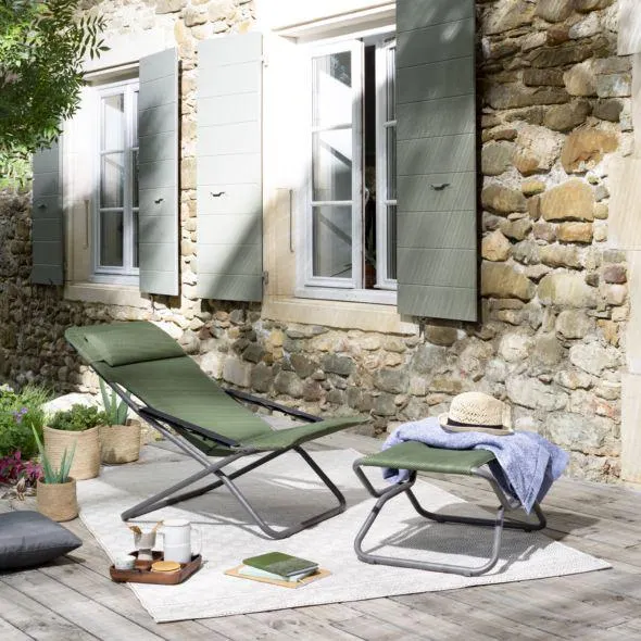 Chaise longue Transabed Vert Olive - Lafuma