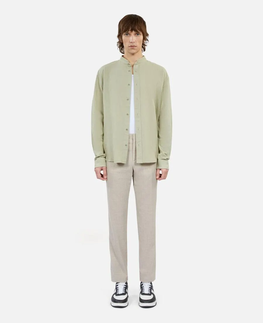 Chemise en coton et lin vert clair