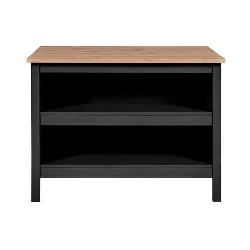 Ilot de cuisine H.91,5 cm LINA imitation chêne et noir