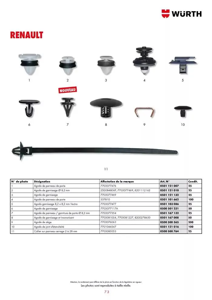 Agrafes de carrosserie du 21 janvier au 31 décembre 2025 - Catalogue page 73