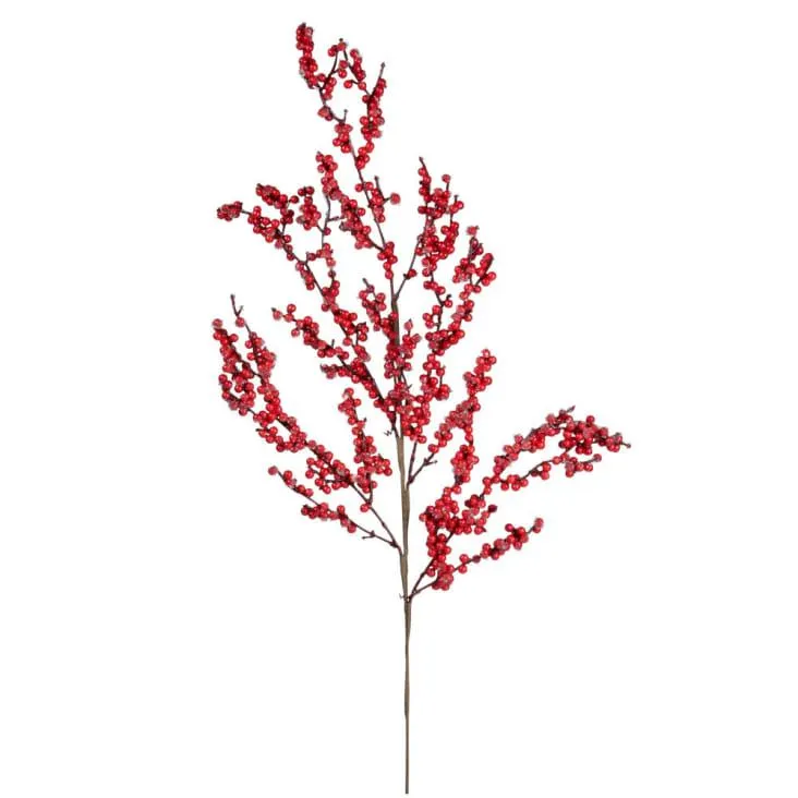 Ramo natalizio bacche rosse effetto brinato