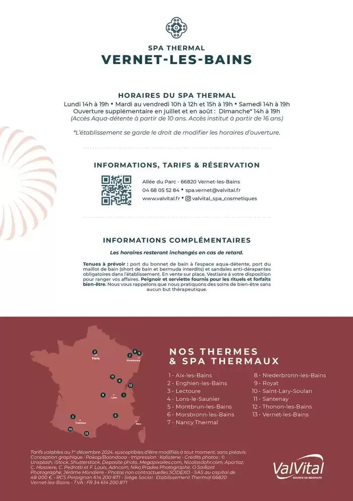 Carte Spa Vernet-les-Bains 2025 du 9 décembre au 31 décembre 2025 - Catalogue page 12