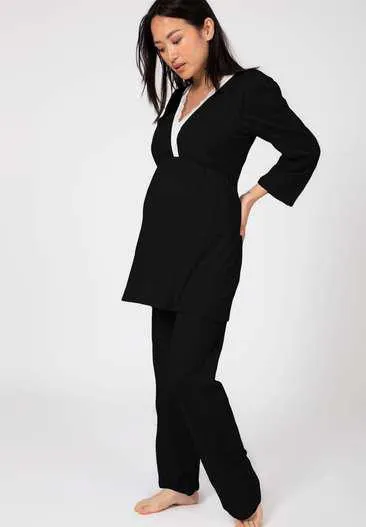 Pyjama grossesse coton modal détail dentelle